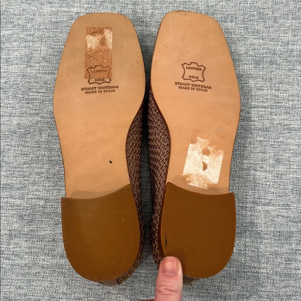 Stuart Weitzman Tan Woven Loafers in Brown